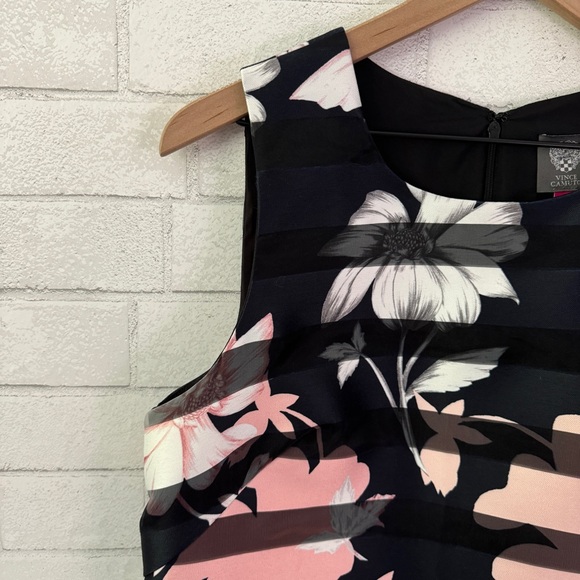 VINCE CAMUTO Navy Blue Flowered Sleeveless Dress - Picture 3 of 9